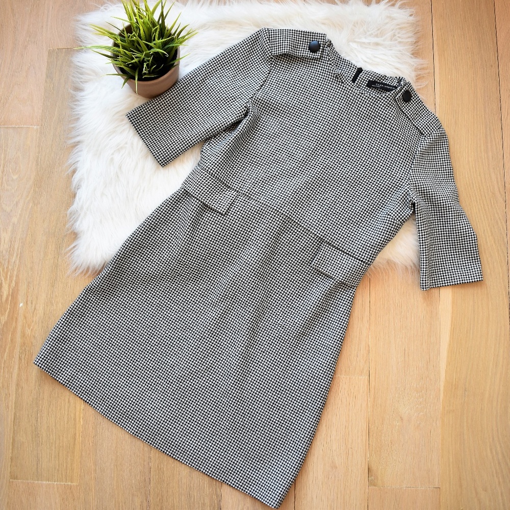 Zara Houndstooth Black and White Dress